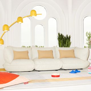 Puff Weave Pillows on Sumo Sofa